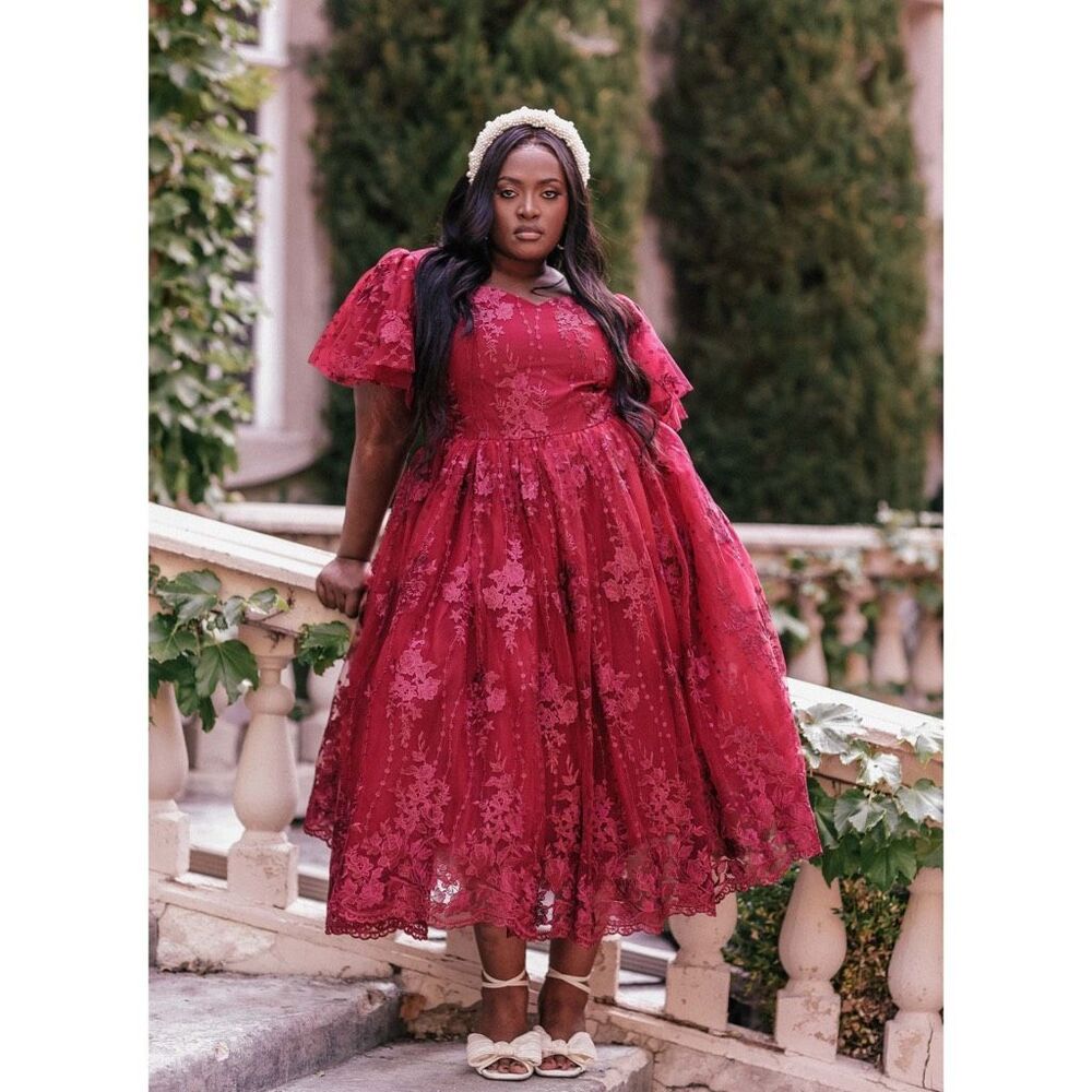 Jessakae Victorian Dress Burgundy Size 2X